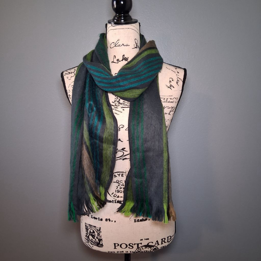 Shupaca Striped Alpaca Blend Fringe Scarf